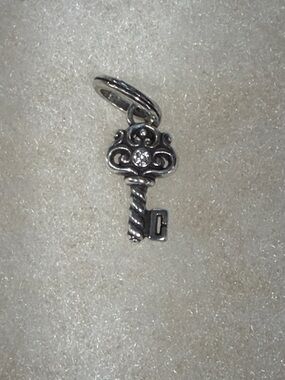 🗝️ BRIGHTON Silver Key Charm with CRYSTAL Accent